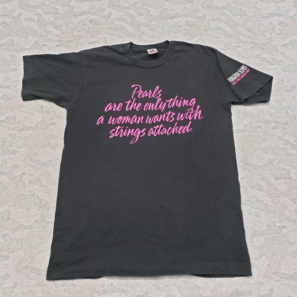 VTG Virgina Slims Shirt Men Large Black Cigarettes Short Sleeve Single Stitch‎